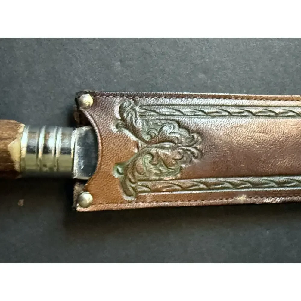 Vintage Pepperidge Farm Handle Knife Leather Embossed Case Country Farmhouse